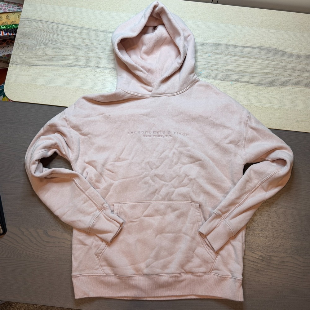 Abercrombie & Fitch Hoodie Men M Fleece Logo Pullover Athletic